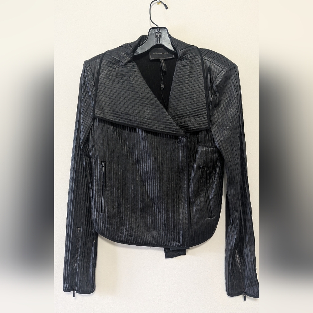 NWOT BCBG Faux Leather Biker Jacket. Size S